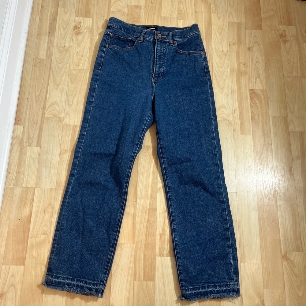 Express Womens Dark Wash Super High Rise Straight Size 4